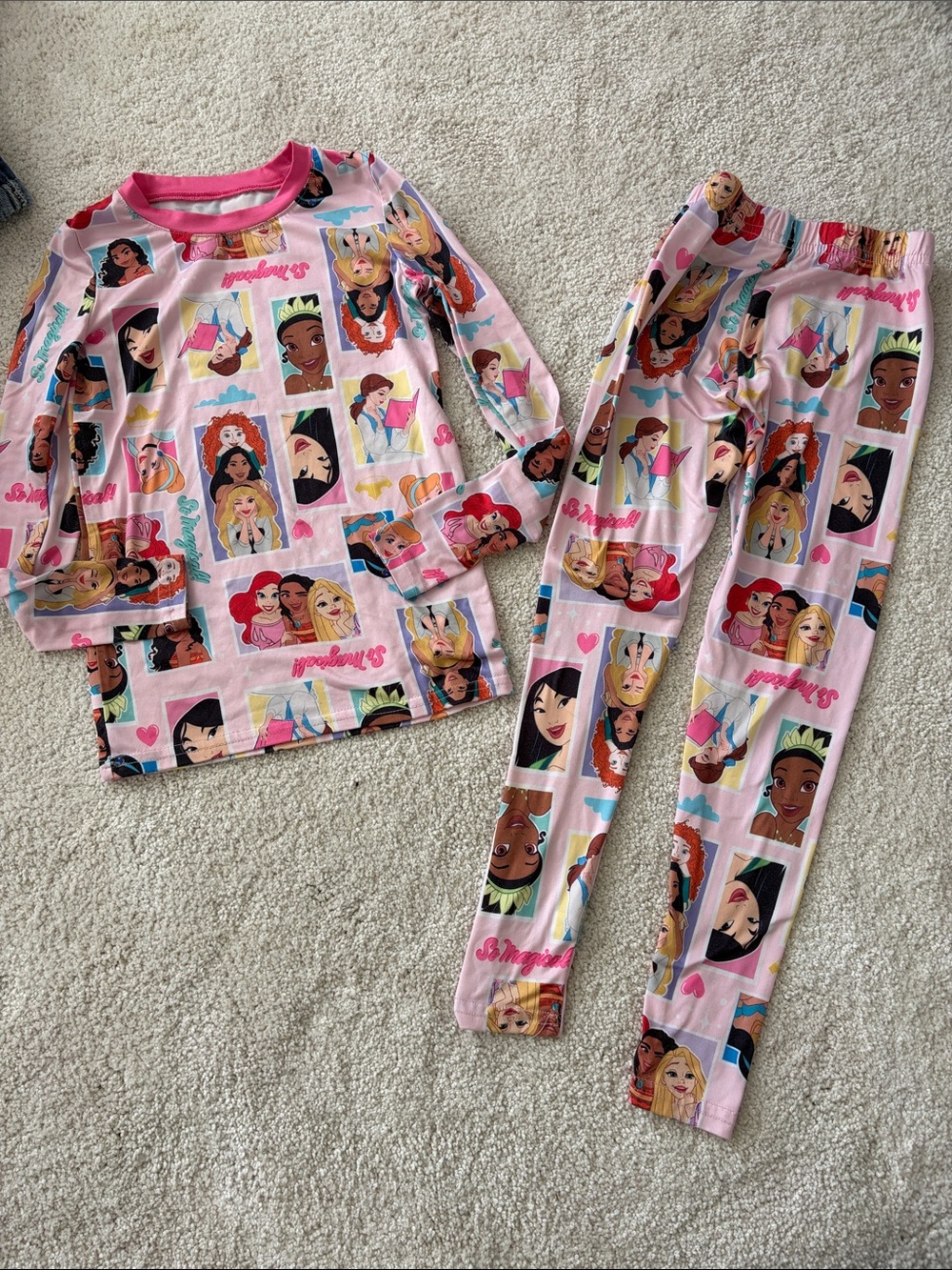 CuddlDuds Disney Girls Light Pink Princess PJs.